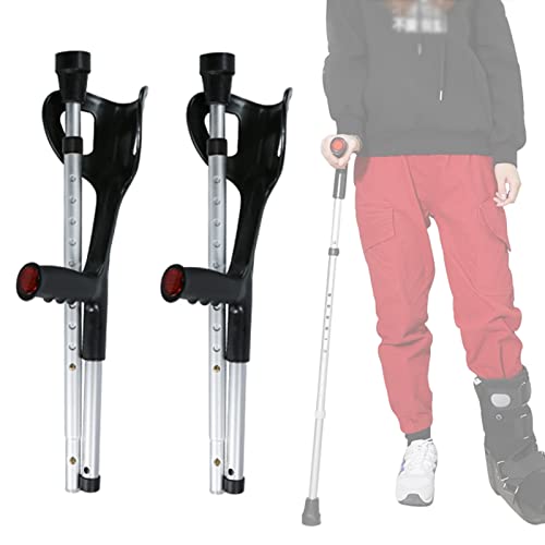 Muletas Bastón Plegable de Aluminio (2 Unidades, Puño Abierto), Antebrazo Telescópico para Adultos, Agarre Cómodo, con Empuñadura Ergonómica y Reflector (Soporta hasta 130 kg)