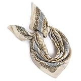 FULEI Silk Feel Beige Scarf for Women 70cm Square Head Bandana Fashion Ladies Scarves Wraps