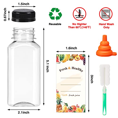 Moretoes 134pcs 8oz Juice Bottles with Lids, Plastic Juice Bottles with Caps for Juicing Tea Milk Drinking and Other Beverages