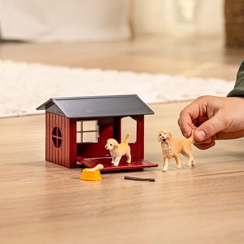Image of Schleich Farm World - 9Pc Dog Kennel with Golden Retrievers | 42722