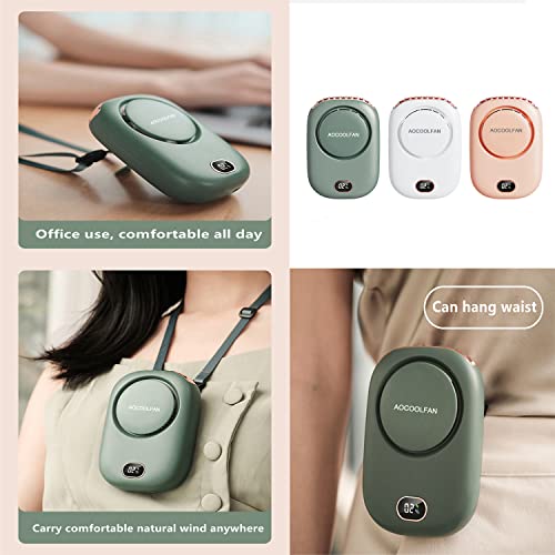 Image of AOCOOLFAN Portable Neck Fan, Mini Small Personal Handheld Fan USB Rechargeable 3 Speed for Girls Boys Woman Eyelash Travel Home Office Outdoor (Green)