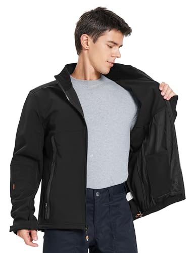 Image of DURAWERK Softshell Jacket Mens Fleece Jacket Water Resistant Jackets Work Jackets for Men Tactical Jacket Windbreaker
