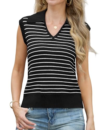 IWOLLENCE Women's Casual Sweater Vest Cap Sleeve Knit Pullover V Neck Sleeveless Tank Tops 2025 Spring Summer Clothes