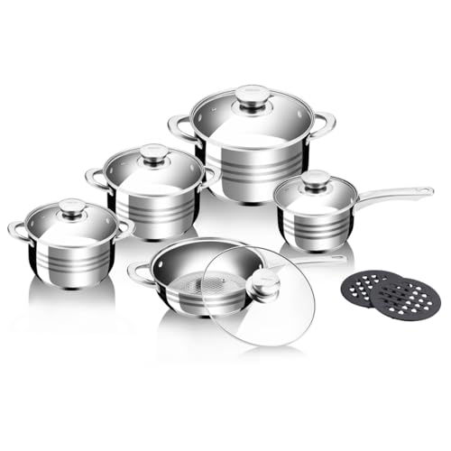 STONELINE® Back To Nature Kochgeschirr-Set, 14-teilig, Mit Deckeln