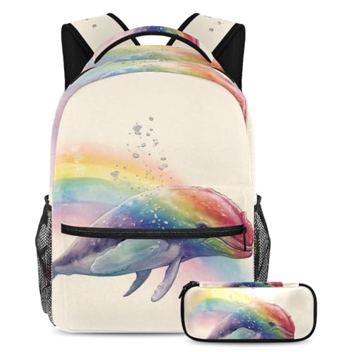 Sac à dos motif baleine mignonne avec trousse, cadeau de rentrée idéal