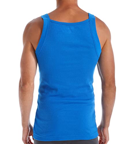 Papi Pacote com 3 regatas masculinas de algodão com gola quadrada, Preto, G