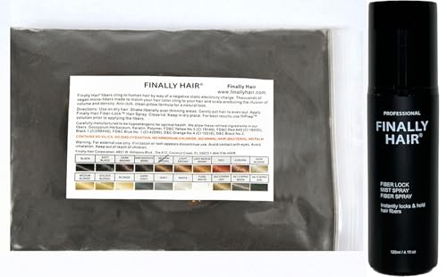 Finally Hair Fiber &amp; Strong Hold Spray Combo (Medium Brown, 50g Refill)