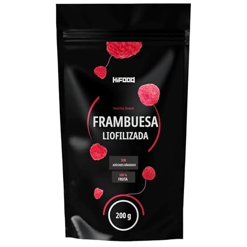 HiFOOD frambuesas liofilizadas 200 g sin azúcares añadidos y sin conservantes snack de fruta
