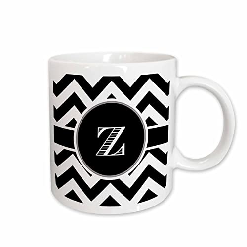 3dRose Black and white chevron monogram initial Z 11oz Mug