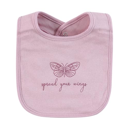 Image of Hudson Baby Infant Girl Cotton Bibs, Plum Wildflower, One Size