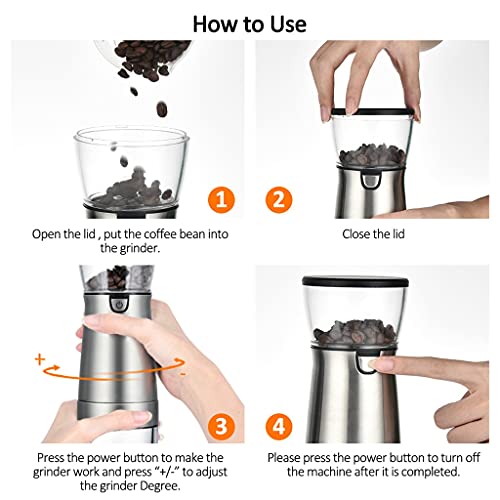 Hbao USB Elektrische Kaffeemühle Wiederaufladbare Kaffeebohnenmühle Maschine Einstellbare Edelstahl Gewürze… – Bild 5