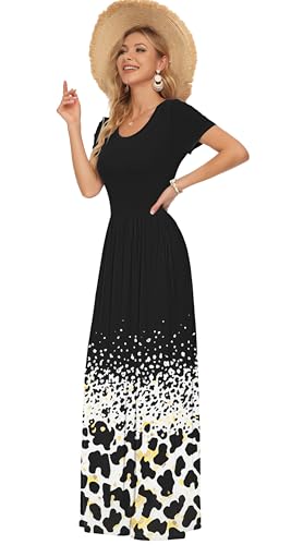 Image of AUSELILY Women's Classic Short Sleeve Loose Plain Casual Long Maxi Dresses for Women 2026