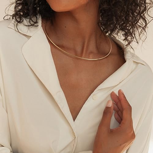 Sanfenly Choker Collar for Women 14K Gold Plated Silver Stainless Steel Metal Collar Choker Necklace Statement Open Cuff Bangle Necklace for Women4