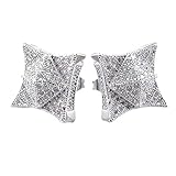 NIV'S BLING - 18k Yellow Gold/White Gold-Plated Cubic Zirconia Pyramid Square Earrings