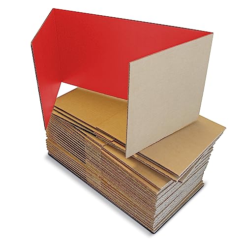 Flipside Products 24 Pack Red Study Carrel, 12”x48” Privacy Boards, Student Privacy and Focus Booth for The Classroom, Desk Divider Cubby for Tests, Made in USA