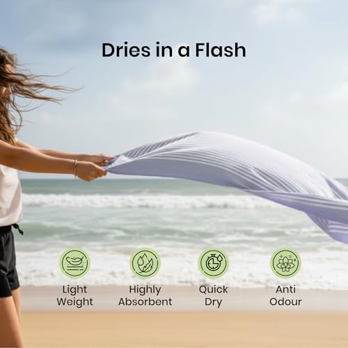 Image of Mush Travel Towel | 100% Bamboo Bath Towel for Beach, Hiking & Gym Towel for Men Workout | Quick Dry & Compact Towels with Travel Bag | 60x120 cms, 250GSM | Pack of 2 (Muted Blue & Beige)