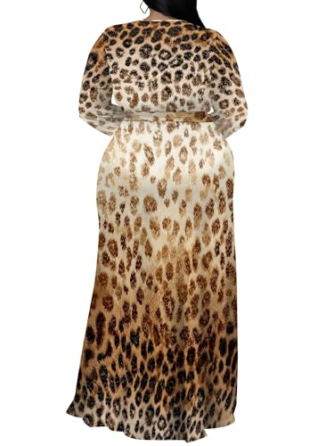 Image of PinkPatty Women's Plus Size Long Sleeve Maxi Dress Casual V Neck Slit Tie Waist Wrap Dresses for Party Cocktail