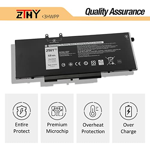 Zthy 3Hwpp Laptop Battery Replacement For Dell Latitude 5401 5410 5411 5501 5510 5511 Precision 3541 3551 Inspiron 7706 2-In-1 Inspiron 17 7500/7506 2-In-1 Black 10X1J N2Nll 1Vy7F 451-Bcmn 15.2V 68Wh #TOP3