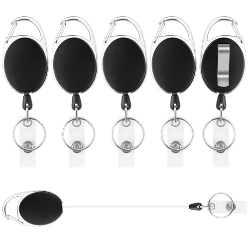 Gentpovth Llavero Retractil,6 Piezas Llavero Extensible Retractil, Carrete con Cordón de Nylon ExtensibleTarjeta de Identificación Llavero Retráctil,Para Porta Tarjetas Identificativas, Tarjetas