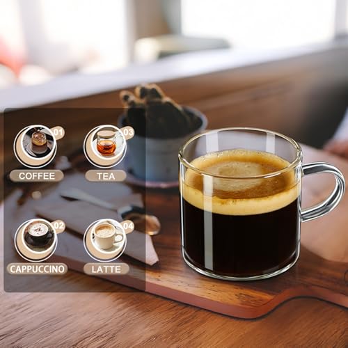 PARACITY Espresso Cups Set of 2, Espresso Shot Glass 4.3 OZ, Glass Expresso Shots Cup Small Coffee Cup with Handle, Espresso Accessories