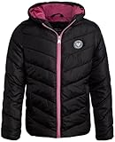 Pink Platinum Girls Puffer Jacket - Full Zip Up Quilted Jacket Hooded Winter Coat - Warm Snow Jackets for Girls, Size 7/8, Black