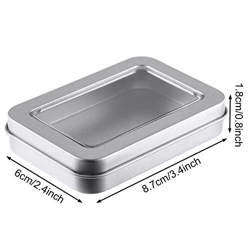 image for TecUnite Metal Tin Box Metal Tins With Lids Clear Top Tins Box Empty S