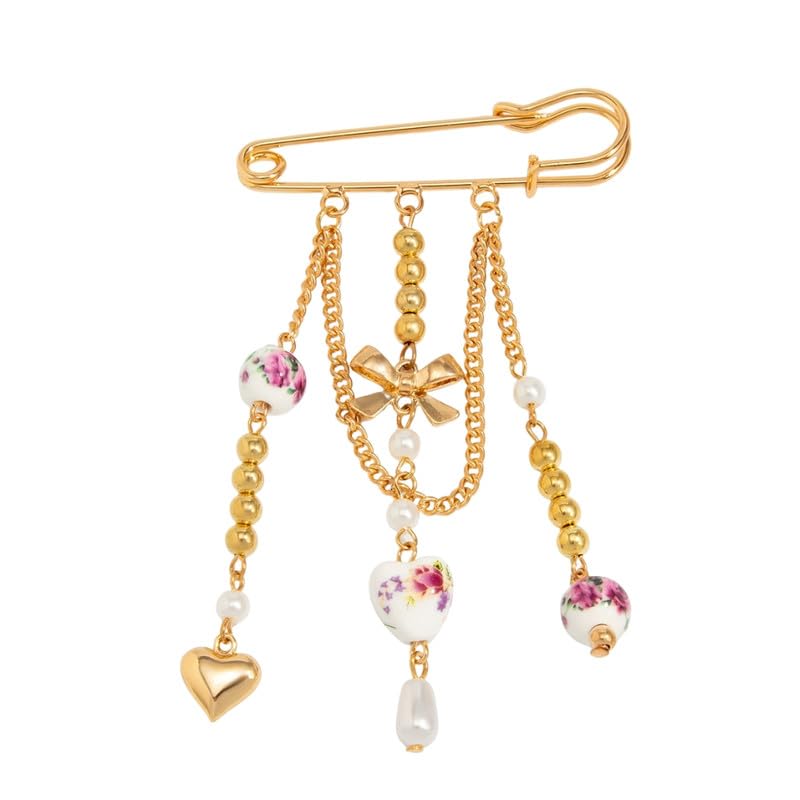 Heart Alloy Bow Brooch | Beaded Decorative Lapel Pin Clothing Jewelry-image-45