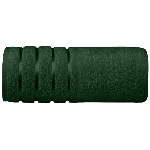 Image of Elegant Comfort 100% Turkish Cotton 4 Lines Viscose Stripe Jumbo Bath Towel - Hotel Spa Quality Extra Large 35 x 70 Inch Bath Towel Ultra Soft, Super Absorbent Quick Dry Large Bath Towel, Hunter Green