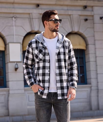 Swisswell Men's Flannel Button Down Plaid Hoodie Shirt w/ Pockets - image 2