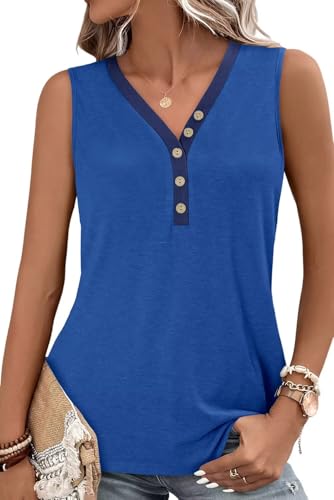 KISSMODA Womens Boho Tops for Summer Sleeveless Tanks Loose Fit Casual Blouse Daily Shirts for Leggings (S-3XL)