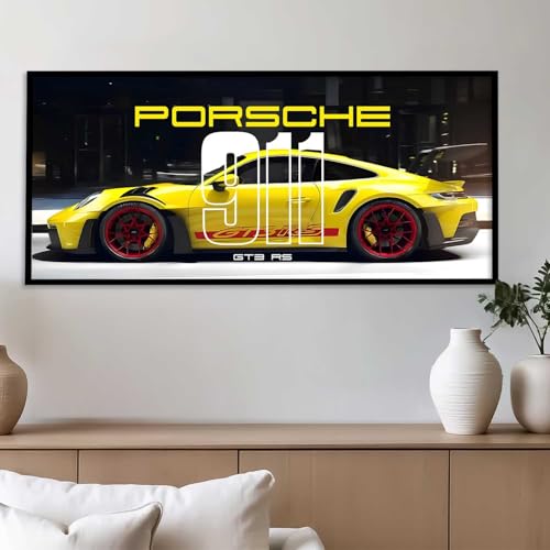 Image of walllane Big Porsche GT3RS 911 Car Framed Posters Gift Items for Boys Room Wall Decoration Bedroom Living Room Office Studio Decor | Car Poster Frame for Wall Decor Set Of 1Size(10 x 19 inch)