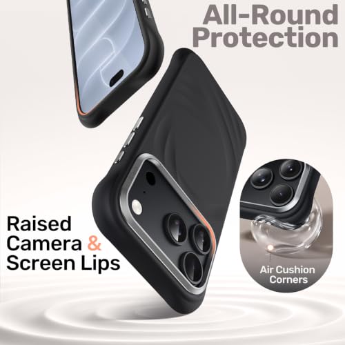 JETech Magnetische Silikon Hülle für iPhone 18 Pro/17 Pro, Schwarz – Ansicht 4