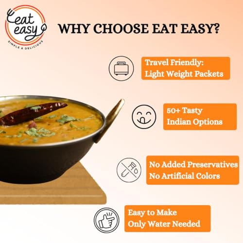 Image of Eat Easy Ready To Eat Jain Meal Combo- Dal Tadka & Dal Makhani (62g Each) | No Garlic No Onion Ready to Eat & Cook Travel Food | Freeze Dehydrated | 100% Veg | No Preservatives | Just Add Water Instant Food