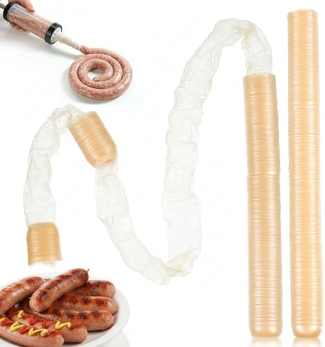 Ciieeo Sausage Casing, 17mm 2 Rolls Collagen Casings for Sausage Making Ham Hot Dog Collagen 14m/45.9ft Total Length