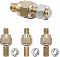 Ampper Adaptador De Poste De Batería De Latón Hembra De 3/8-16 Roscas, Terminales De Poste De Carga De Batería Para Extensión De Perno De 3/8, Paquete De 4