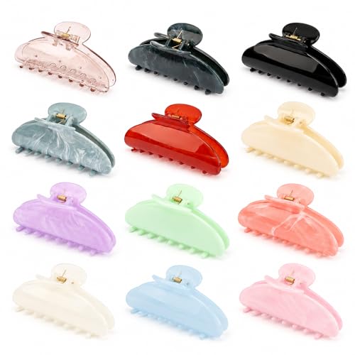 Pinces à cheveux Ahoney lot de 12 barrettes crabe colorées taille standard 01