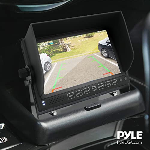 Pyle Dash Cam Recorder Dvr For Trucks - 7 Inch Monitor Blackbox Rear Camera View Full Color Hd 1080P Video Security Loop Camcorder - Pip Night Vision Audio Record Micro Sd & Microphone - Plcmtrdvr41 #TOP7