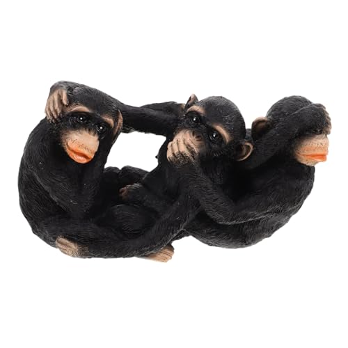 Trois ornements sans singe en résine figurines animaux mignons table