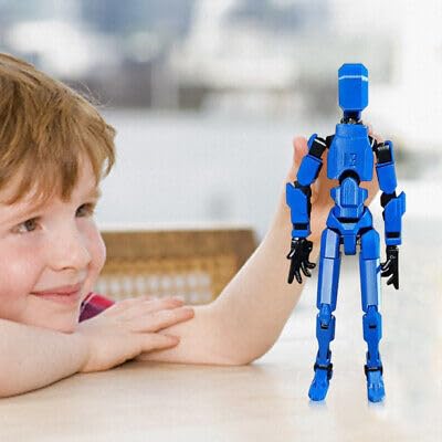 Image of VAALI Dummy 13 Action Figure Fully Assembled T13 Articulated Robot Toy with 12 Accessories (Swords Guns Extra Hands) 3D Printed Poseable Desktop Figure for Stop Motion Artists Gamers 5.4 inch (Blue)