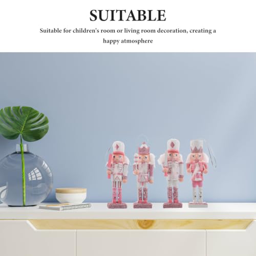 Figurine Casse-Noisette en bois rose pour déco table de Noël - 4