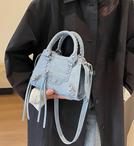 Trendy Vegan Leather Crossbody Bags for Women Small Shoulder Tote Purse Y2k Rivet Handbags Designer Satchels 20254