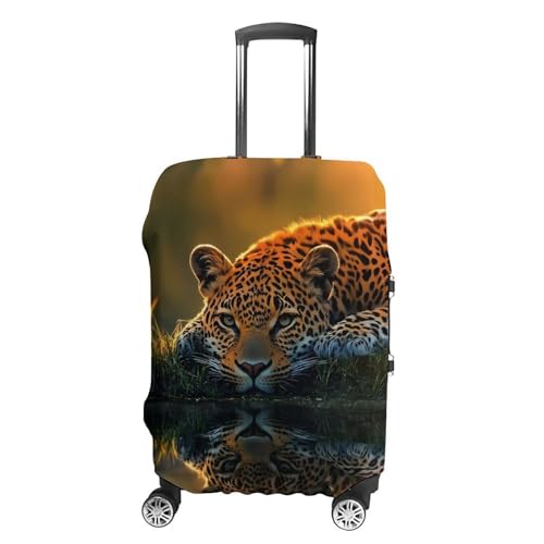 Leopard Reflection Unisex Luggage Cover Washable Travel Suitcase Case Elastic Baggage Protective Covers XL