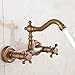 FZHLR Montage Mural Robinet D'Évier De Cuisine Évier Bronze Antique Grue Chaud D'Eau Froide Robinet Mélangeur De Luxe Vintage Balcon Robinet De Cuisine, Bronze Antique Court