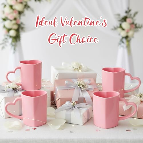 Baderke 12 Pcs Valentine's Day Heart Shaped Mugs with Handles 7.8 oz Reusable Pink Red Love Heart Plastic Drinking Cups for Birthday Wedding Anniversary Party Supplies(Pink) by Baderke - Image 6