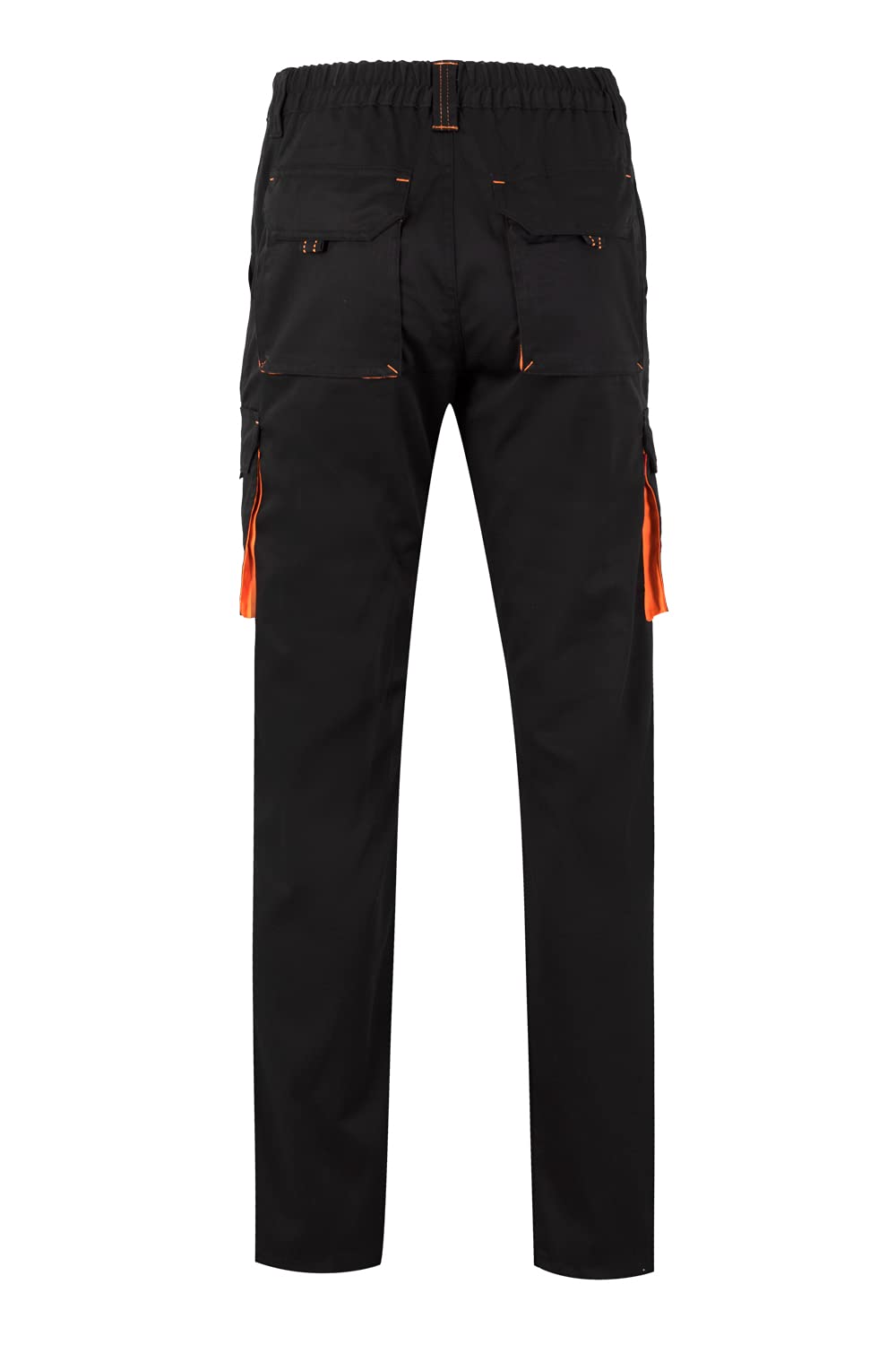 Velilla 103024S; Stretch-Hose mit mehreren Taschen; Farbe Schwarz und Orange; Größe 36
