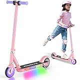🌈Potente y Duradero: Patinete eléctrico de nuestros hijos está impulsado por un motor de 150W sin escobillas y batería recargable. Viaja a un máximo de 8 km, La batería de iones de litio de alta calidad tiene una capacidad de 2,6 Ah, con un tiempo de carga rápida de 3 horas. El uso de aluminio de calidad aerospacial lo hace más robusto y duradero, con manillar de silicona para mayor comodidad. Regalo ideal para que los niños jueguen y disfruten.