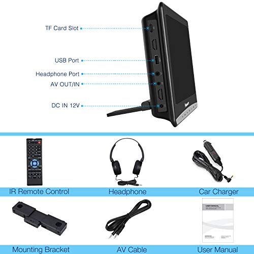 NAVISKAUTO 12" Car DVD Player with Headphone Mounting Bracket 1366x768 HD Screen Inhalation Drive Support Sync Screen AV in & Out Last Memory Region Free
