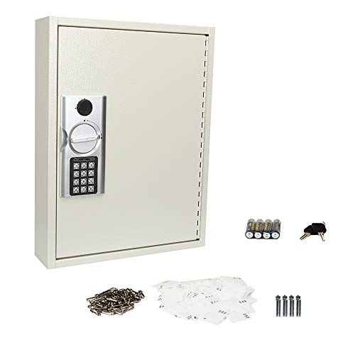 Kyodoled 60 Key Cabinet With Digital Lock,Lock Box With Code Wall Mounted,Metal Steel Key Safe,Large Storage Cabinet Boxes For House Key,12.99'' X 17'' X 2.55'' (White,60 Keys) #TOP5