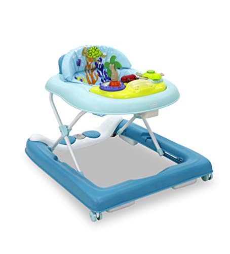 Andador Bebé con Bandeja de Juegos – Altura Ajustable 3 Niveles + Frenos de Seguridad + Asiento Cómodo + Plegado Compacto + Primeros Pasos Estables | Ocean Asalvo