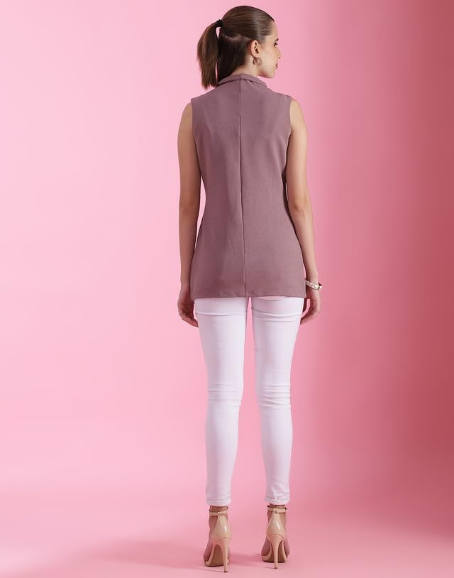 Image of SIRIL Women's Polyester Solid Sleeveless V-Neck Regular Fit Top